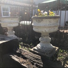 Planters - Pair of vintage concrete urn planters.