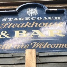 Stagecoach steakhouse and grill - hand painted onto framed plywood. SOLD