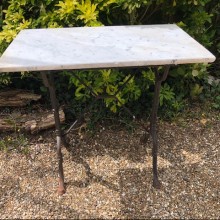 Table - wrought iron base and white marble top