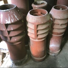 3ft tall round red chimney pots - louvre top - 3 avail