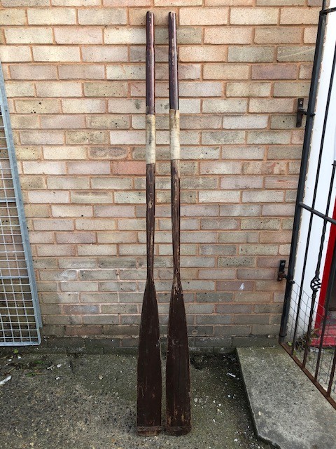 Oars - vintage with lashed rowlock area 76