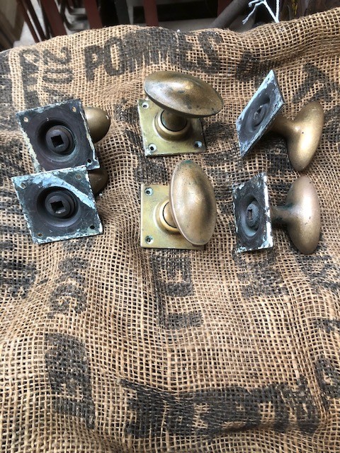 Oval Door Knobs - 3 brass pairs matching 