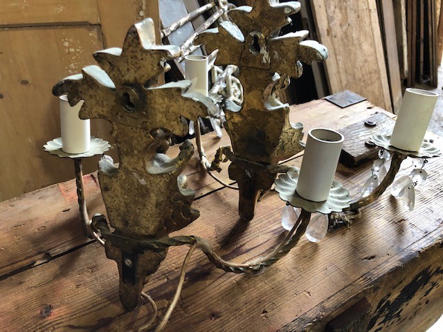 Cherub vintage wall light fittings - pair