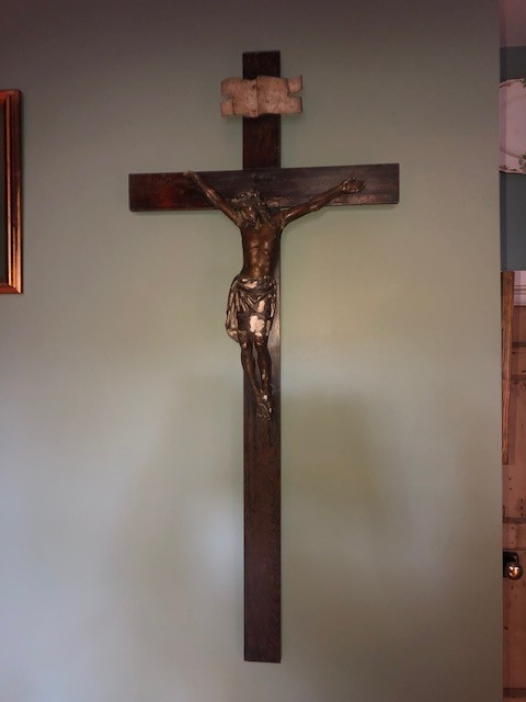 Jesus crucifix - carved wooden.