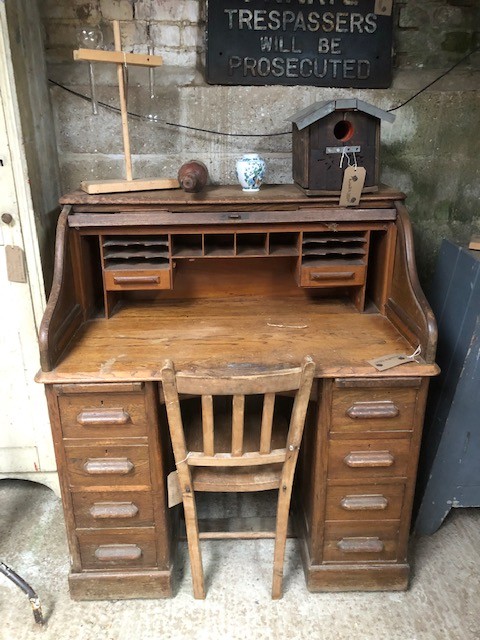 Oak desk - to be refurbished.