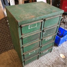 Storage drawers - green painted industrial