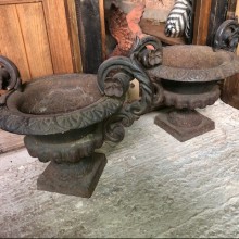 Urns - pair of cast iron planters
