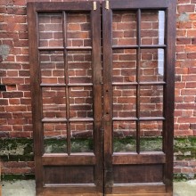 Pair of oak part glazed doors