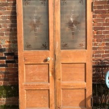 Pair large etched glass decorative doors