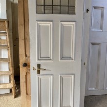 set of 5 off 5-Panel doors with leaded glass in top panel