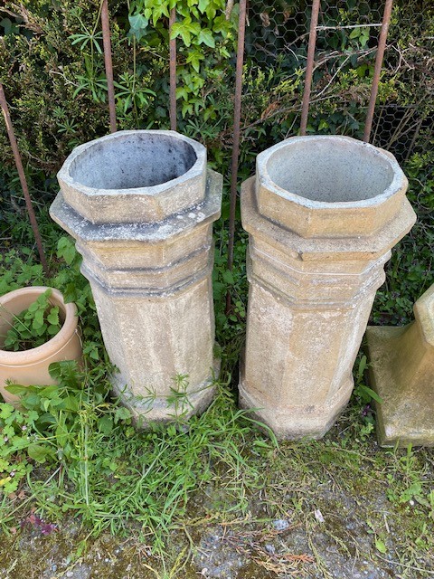Pair of buff octagonal chimney pots