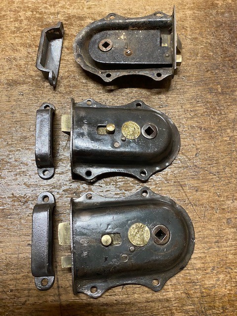 Rim locks - set of 3 with nib locks and keeps- small curved