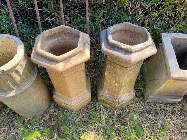 Chimney potts - buff hexagonal pair