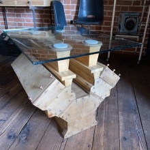 V10 engine wooden manufacturers pattern - coffee table
