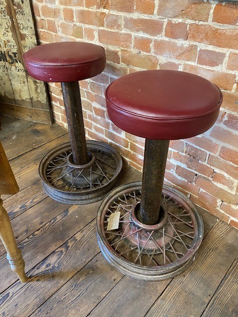 Wheels - spoked , repurposed into stools.