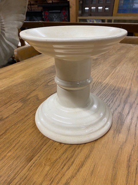 Ham stand - classic white china butchers example.