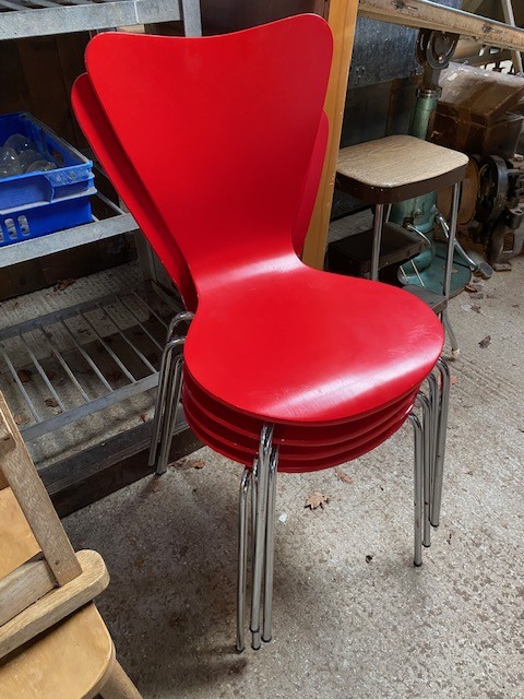 Chairs - modern red set of 4