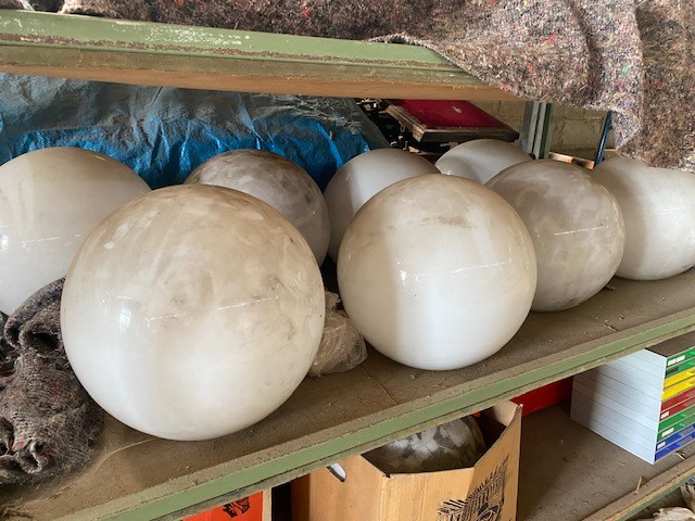 Milkglass light shades.