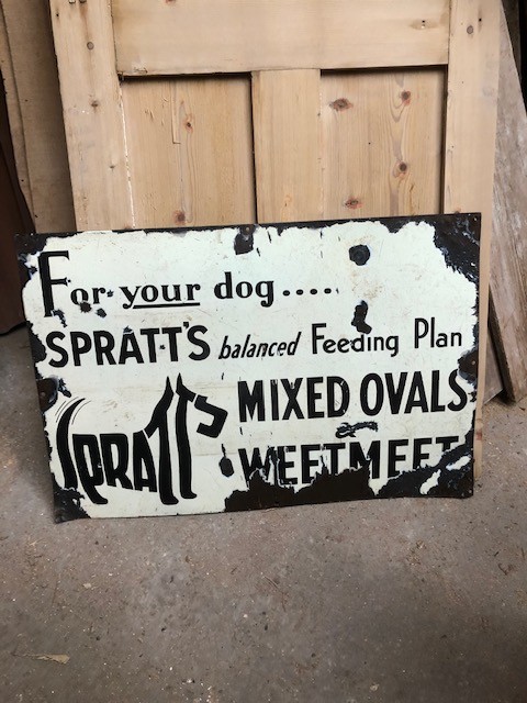 Spratts Pet Food Enamel Sign SOLD