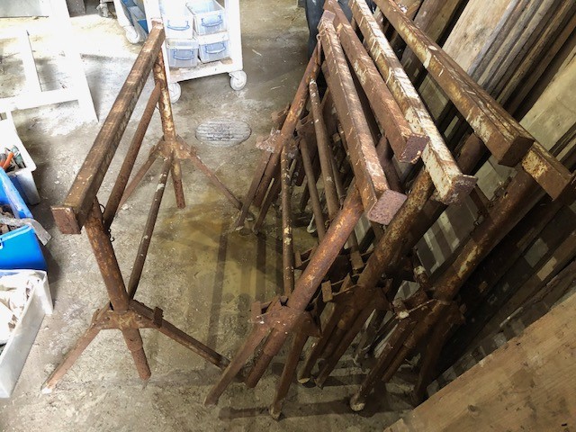 Trestles - wrought iron folding builders trestles for tables