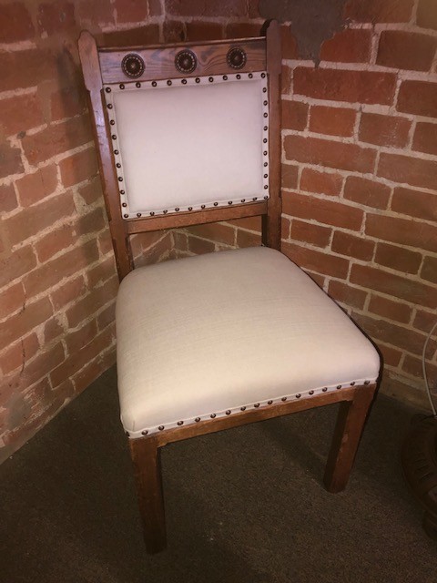 Church chair - single reupholstered.
