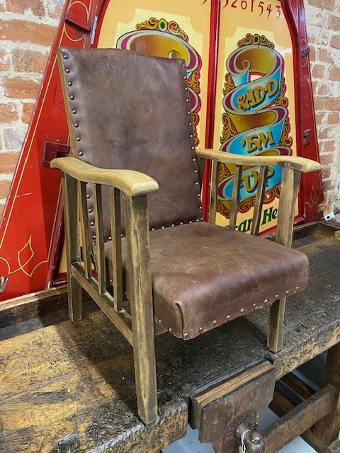 Chair - childs leather reclining vintage armchair