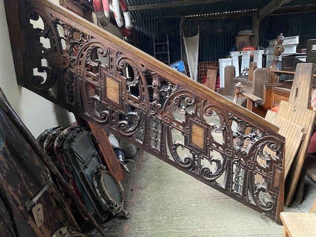 Balustrade - carved oak section , 2 available.