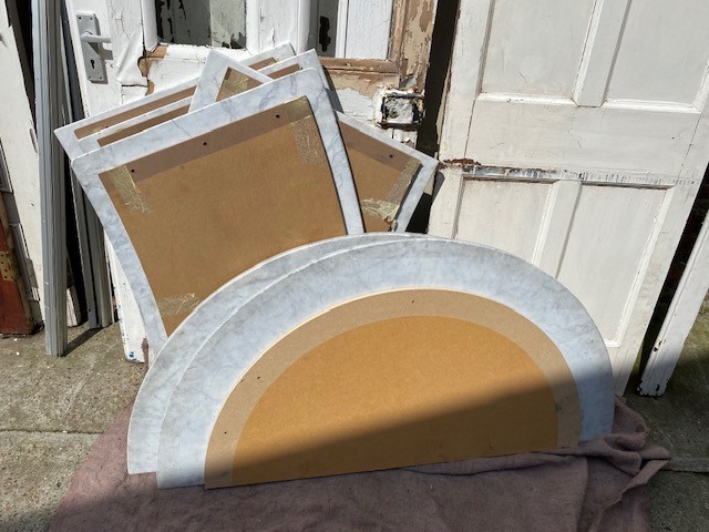 White marble wortktop sections - half round , round and sectional
